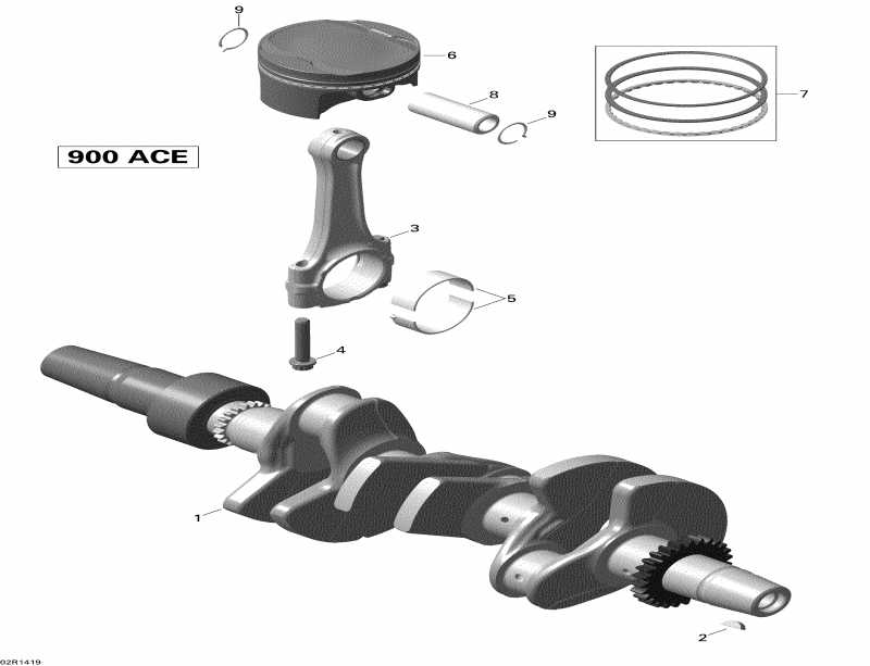 snowmobile Ski Doo GSX LE 900ACE XS, 2014 - Crankshaft And Pistons