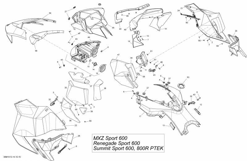 snowmobile Skidoo MXZ Sport 600 XP120, 2015  - 38m1513