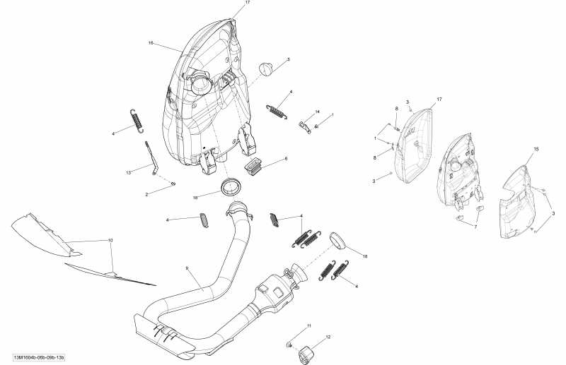 snowmobile Ski-doo RENEGADE - 4-STROKE, 2016 - Exhaust System 900 Ace