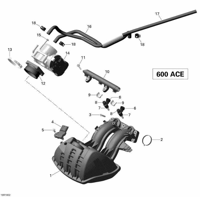 snowmobile  RENEGADE - 4-STROKE, 2016  - Air Intake Manifold And Throttle Body 600 Ace