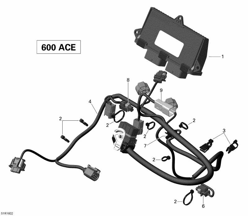 snowmobile Skidoo RENEGADE - 4-STROKE, 2016 - Engine Harness And Electronic Module 600 Ace