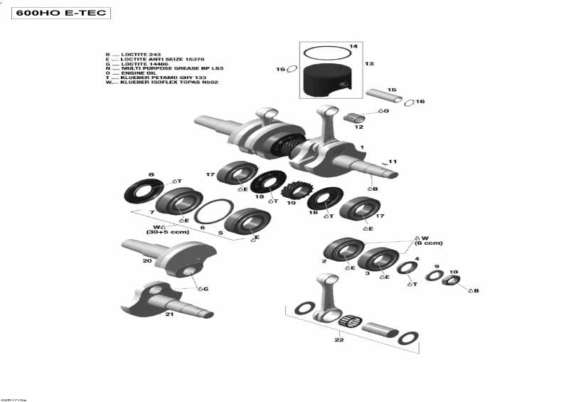 Skidoo EXPEDITION - 2-STROKE - LE-SE-XTREME, 2017 - Crankshaft And Pistons 600ho E-tec