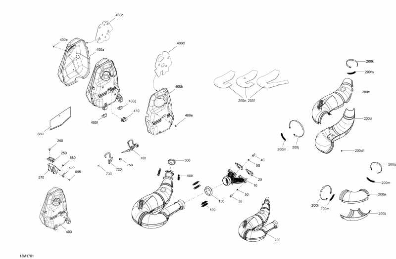 ����������� MXZ - 2-STROKE - 600 CARB_600HO E-TEC_800R E-TEC, 2017 - Exhaust System All Models