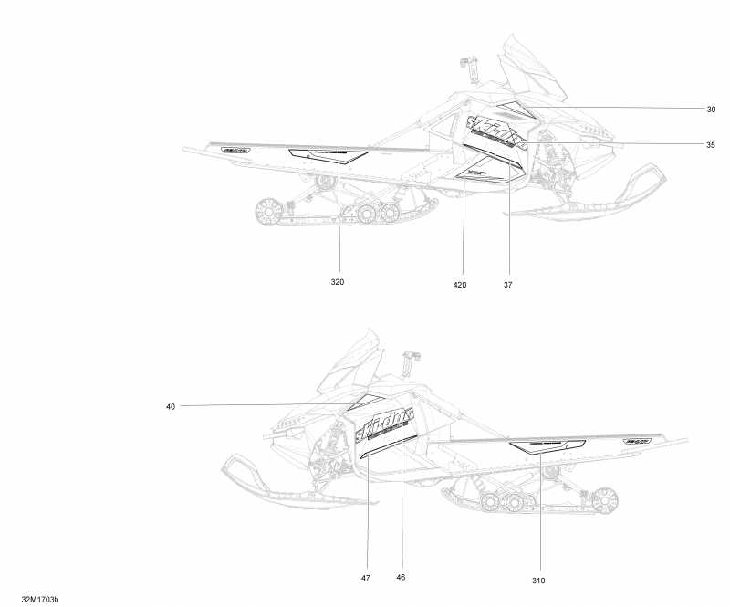 snowmobile Skidoo MXZ - 2-STROKE - 600 CARB_600HO E-TEC_800R E-TEC, 2017  - Decals Package Sport
