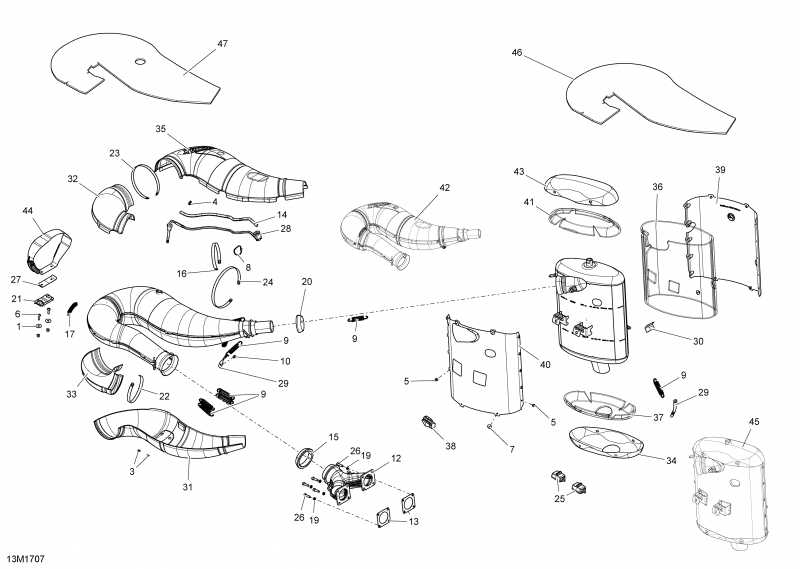 snowmobile ski-doo MXZ 600 RS, 2017  - Exhaust System