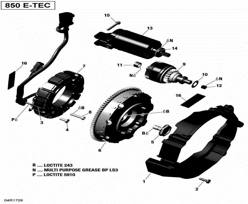 SkiDoo RENEGADE - 2-STROKE - 850 E-TEC, 2017 - Magneto And Electric Starter All Models