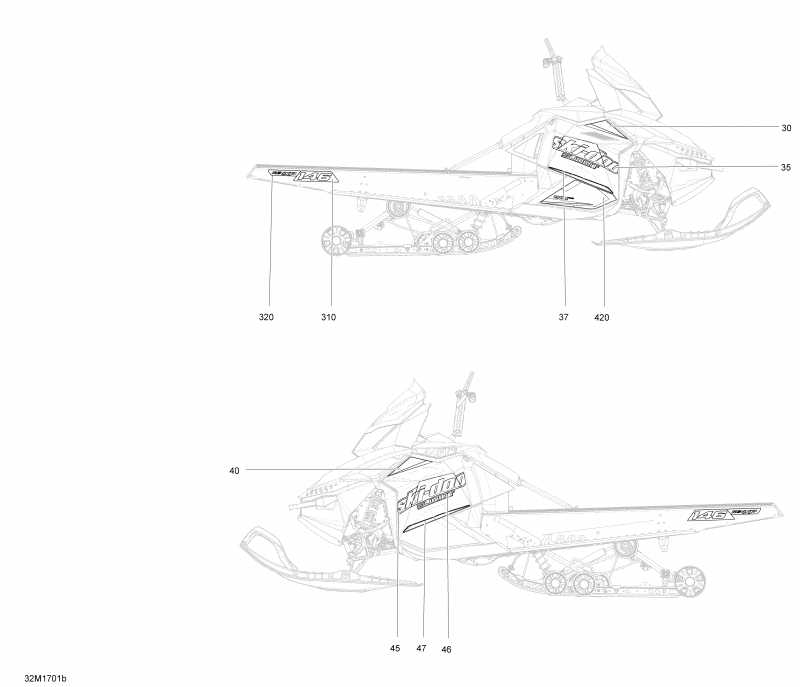 snowmobile SKIDOO SUMMIT - 600 Carb_600HO E-TEC_800R E-TEC, 2017  - Decals Package Sport