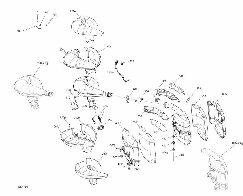 �������� Ski-doo SUMMIT - 850 E-TEC, 2017 - Exhaust System All Models