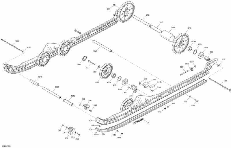  Ski-doo  SUMMIT - 850 E-TEC, 2017 - Rear Suspension Without Ice Scratcher Inferior