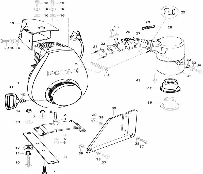 snowmobile - Engine Support And Muffler