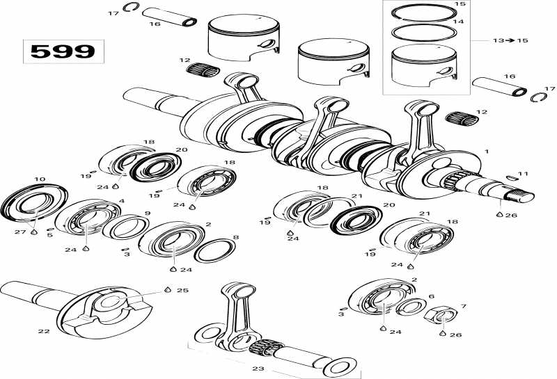  Ski-doo Formula III, 1996 - Crankshaft And Pistons 599