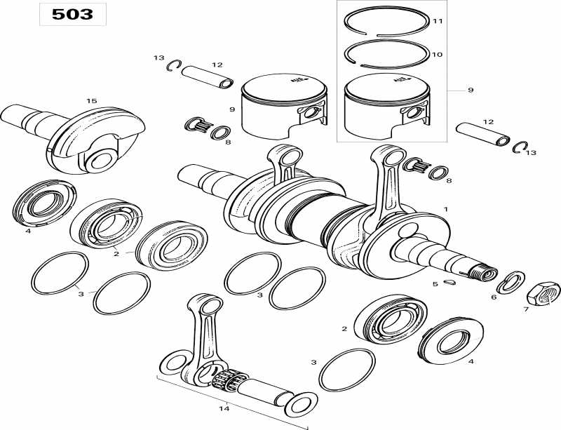 snowmobile Ski Doo - Crankshaft And Pistons 503