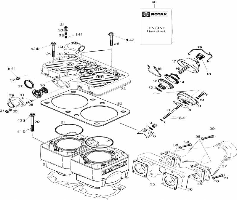  BRP SkiDoo Formula STX, 1996 - Cylinder And Exhaust Manifold