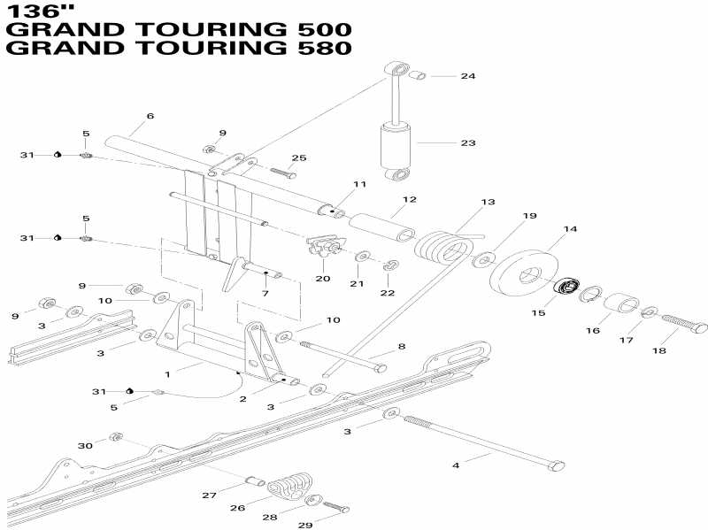 ski-doo Grand Touring 500, 1996 - Rear Arm 500, 580