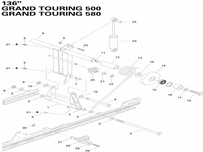 �������� BRP SkiDoo ����������� Grand Touring 500, 1996 - Rear ����� 500, 580