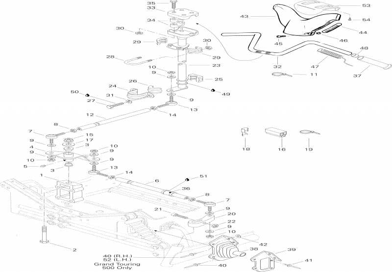 snowmobile  Grand Touring 580, 1996  - Steering System 580, 670se