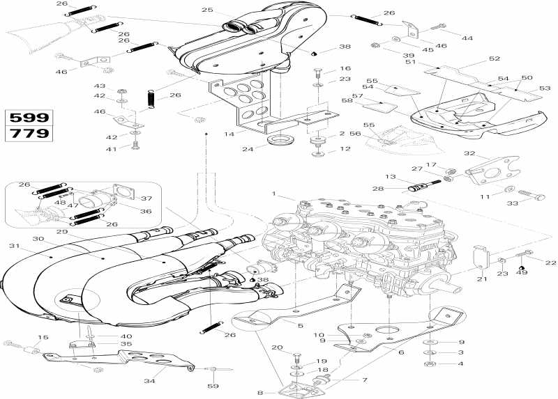 snowmobile BRP Mach Z, 1996 - Engine And Engine Support 779