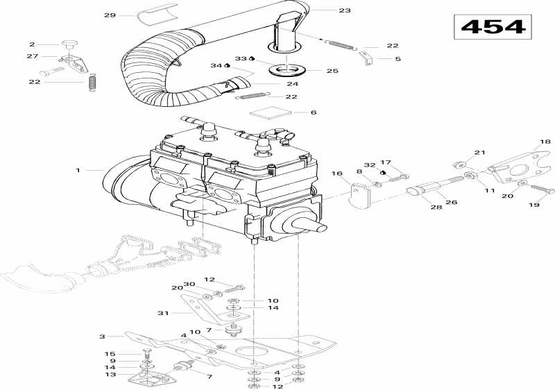 snowmobile BRP SkiDoo MX Z 440, 1996 - Engine And Engine Support 440