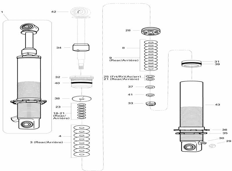 �������� SKIDOO ����������� MX Z 440, 1996 - Take Apart Shock, Rear 440