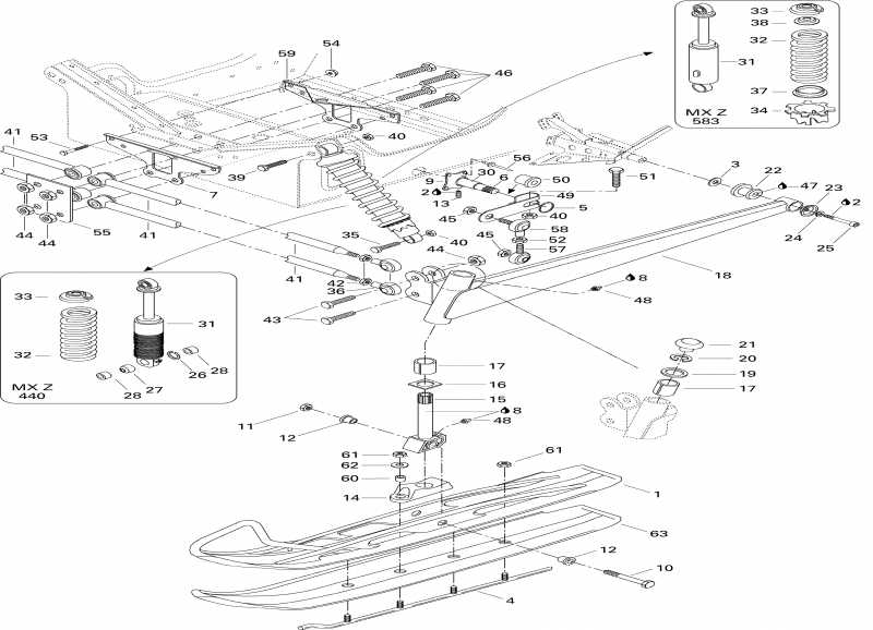 snowmobile   MX Z 583, 1996 - Front Suspension And Ski 583