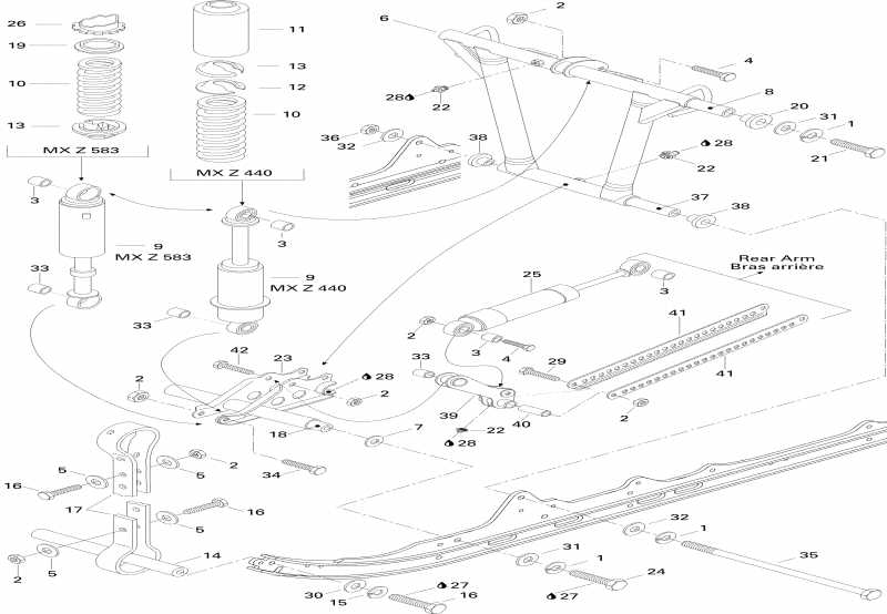 snowmobile   MX Z 583, 1996 - Front Arm 583