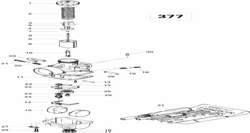 snowmobile Skidoo Skandic 380, 1996 - Carburetor 377