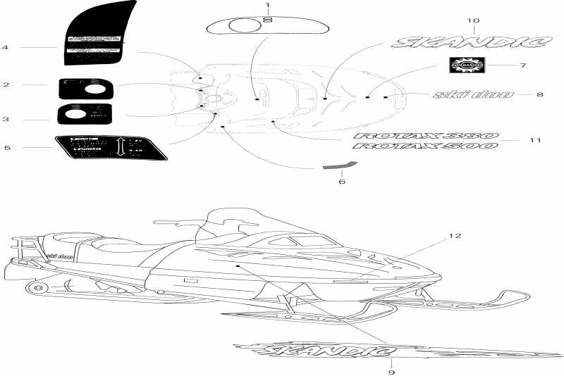 snowmobile Ski Doo  Skandic 380, 1996 - Decals 380