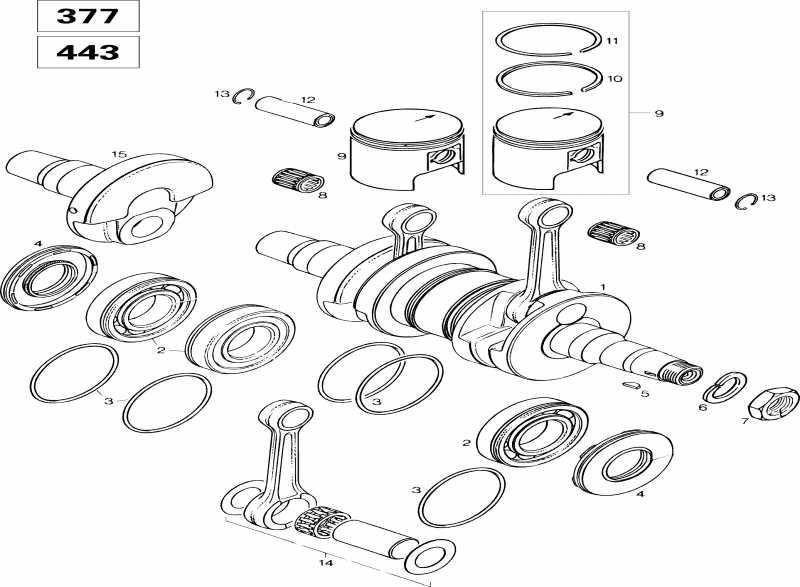  Skidoo Touring E, 1996 - Crankshaft And Pistons 377