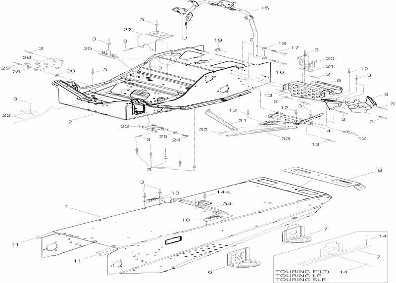 snowmobile ski-doo  Touring LE, 1996 - Frame And Components Le