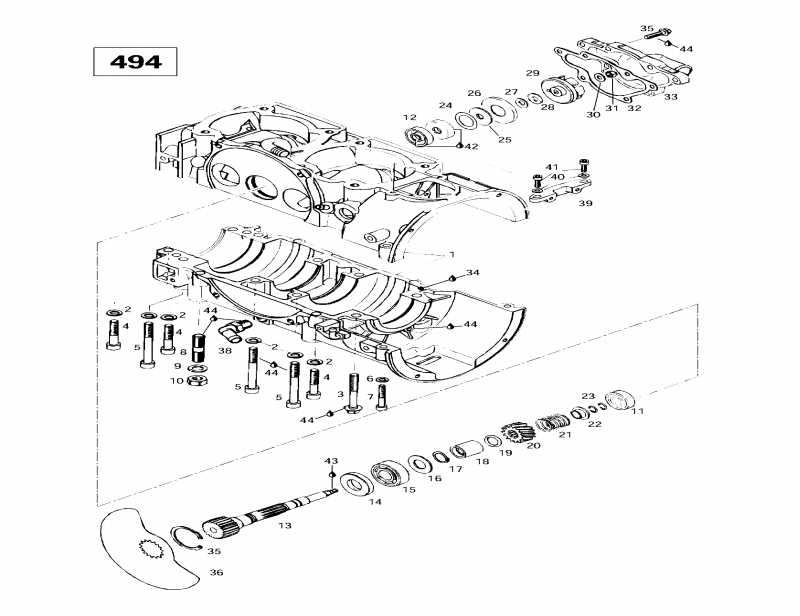 Skidoo  Formula 583, 1997 - Crankcase, Rotary Valve, Water Pump (494)