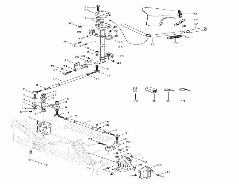 snowmobile Skidoo  Formula S, 1997 - Steering System