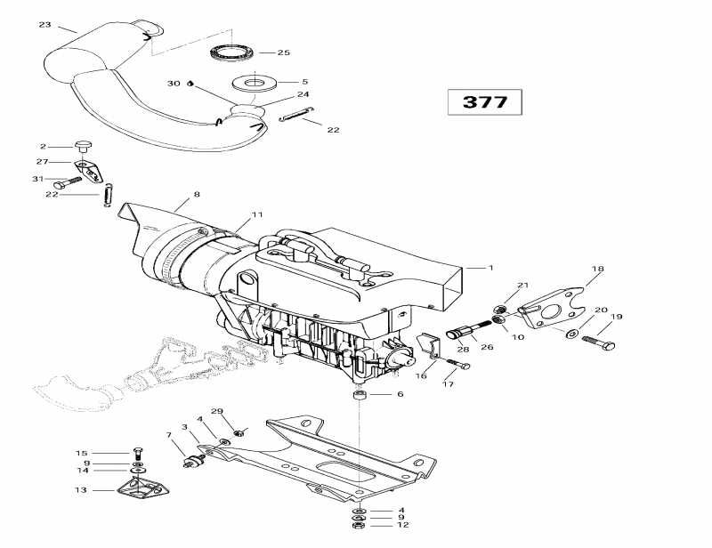  SkiDoo  Formula Sl, 1997 - Engine Support And Muffler (377)