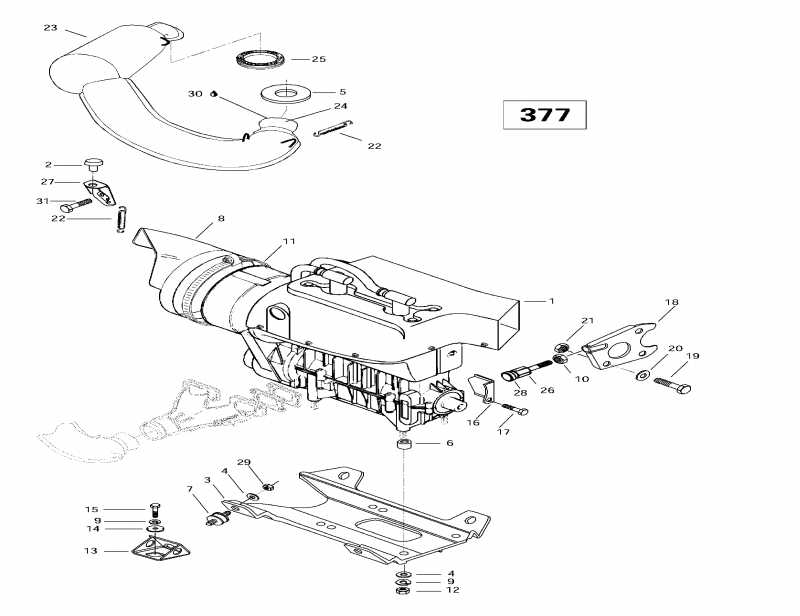 snowmobile Ski-doo Formula Sl, 1997  - Engine Support And Muffler (377)