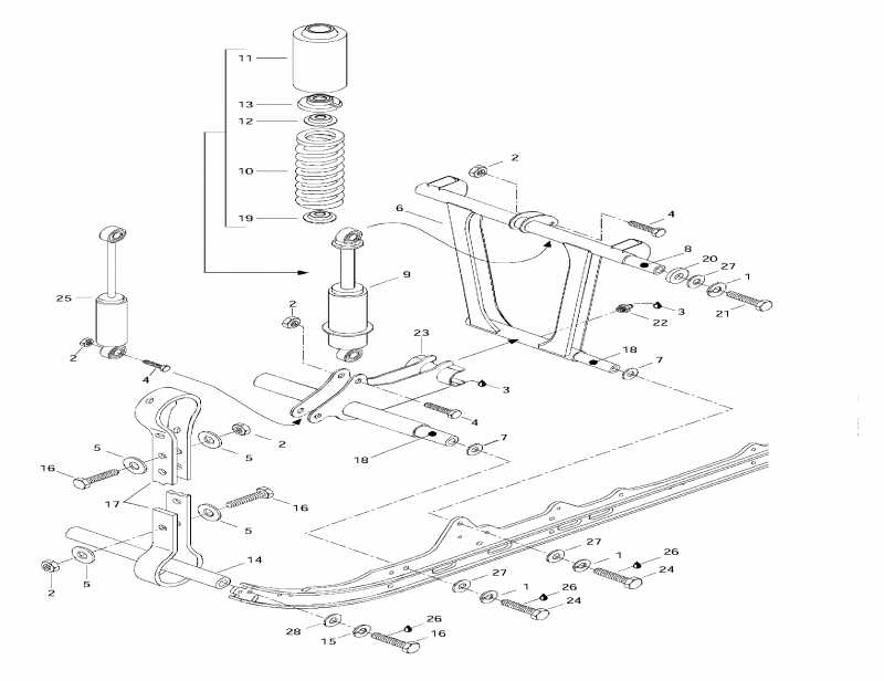 snowmobile Skidoo Formula Sl, 1997 - Front Arm, Rear Suspension