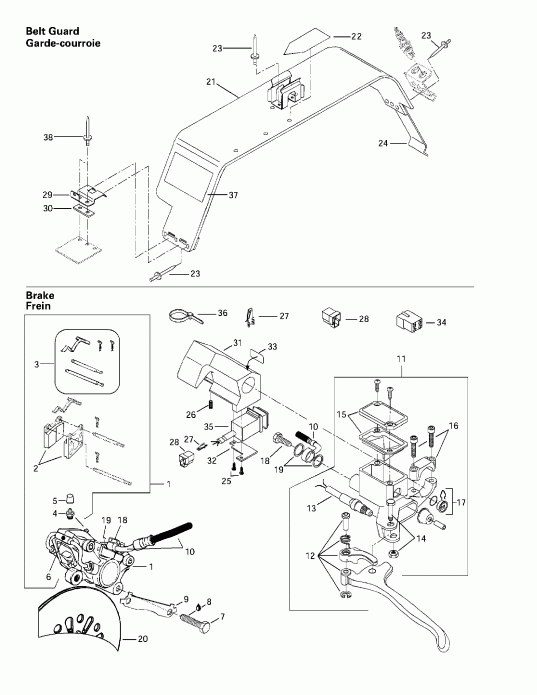  Skidoo  Grand Touring 500/583, 1997 - Hydraulic Brake And Belt Guard