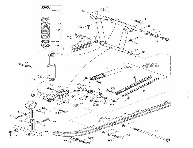 snowmobile  Grand Touring SE, 1997 - Front Arm, Rear Suspension