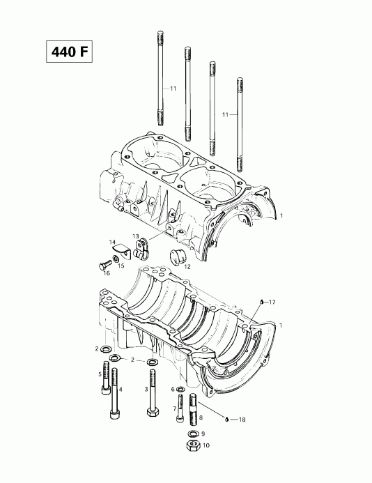 snowmobile Ski Doo  MX Z 440 F/Z 583/Z 670 1997 - Crankcase (440f)