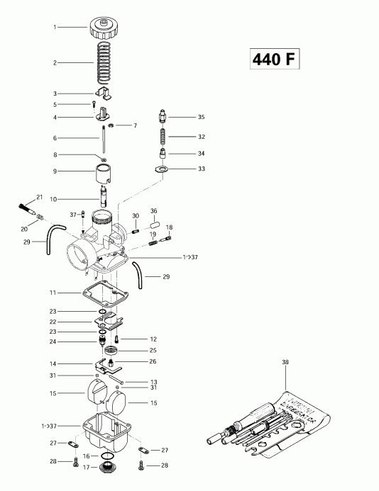 snowmobile Skidoo MX Z 440 F/Z 583/Z 670 1997 - Carburetors (440f)