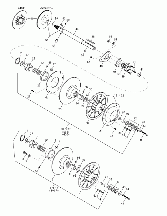 snowmobile   MX Z 440 F/Z 583/Z 670 1997 - Driven Pulley