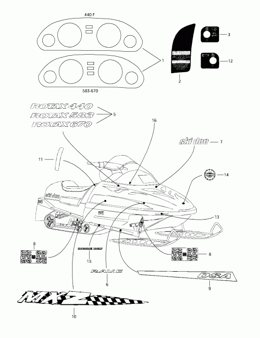 �������� Ski Doo MX Z 440 F/Z 583/Z 670 1997 - Decals