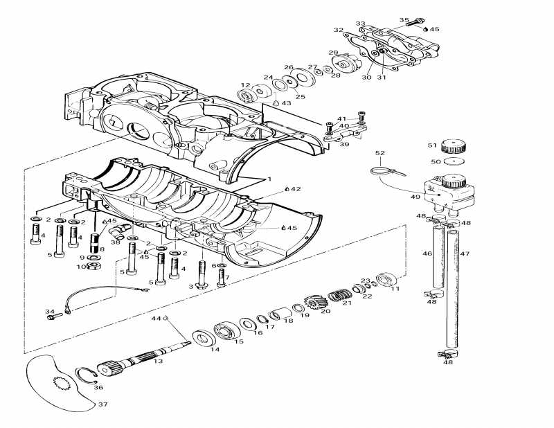  SKIDOO MX Z 440 LC, 1997  - Crankcase, Rotary Valve, Water Pump