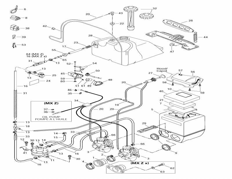 snowmobile Skidoo MX Z 440 LC, 1997 - Fuel System