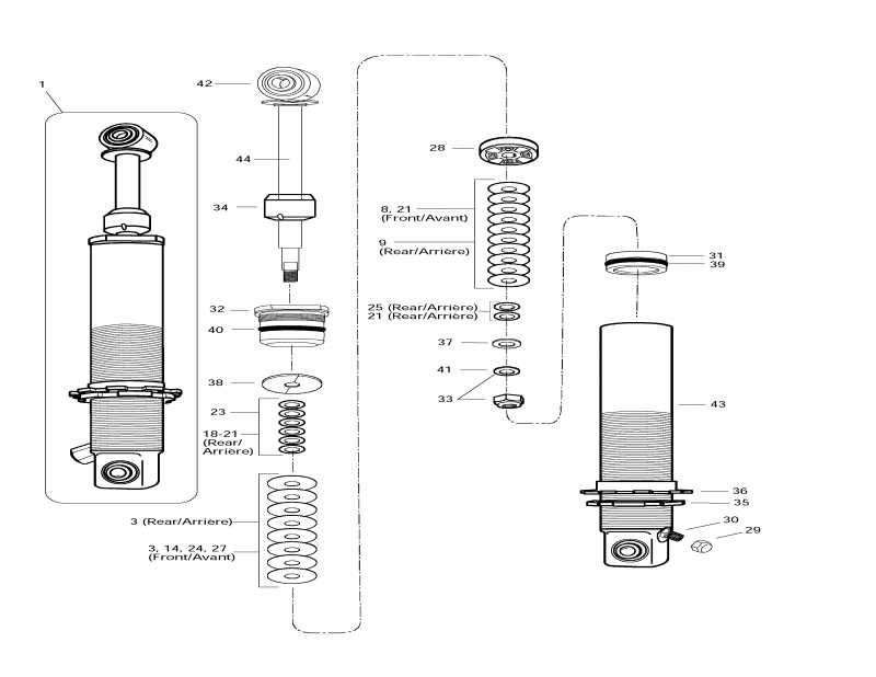 �������� Ski-doo ����������� MX Z X 440 LC, 1997 - Front And Rear Take Apart Shocks