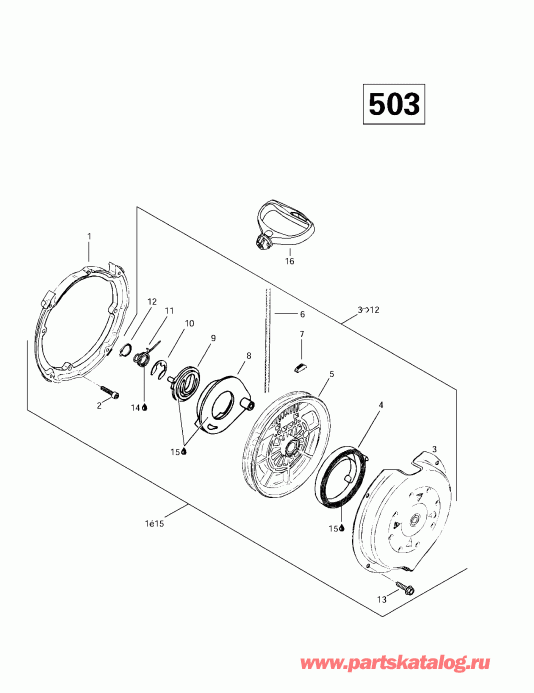 Ski Doo Skandic 380/500, 1997  - Rewind Starter (503)