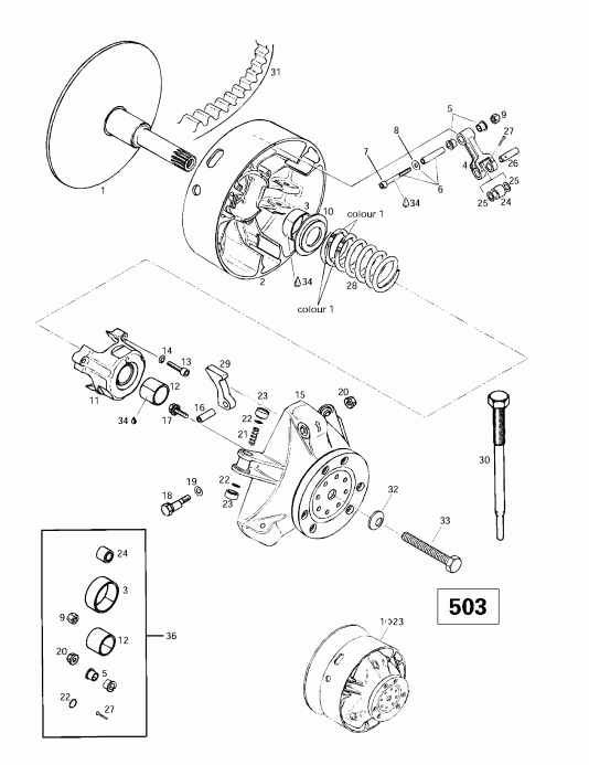 Ski-doo ����������� Skandic 380/500, 1997 - Drive Pulley (503)