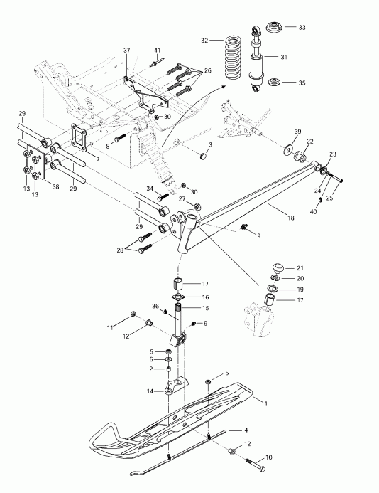    Skandic 380/500, 1997 - Front Suspension And Ski