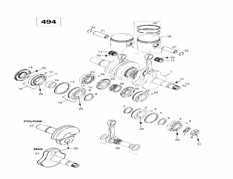 snowmobile BRP SkiDoo - Crankshaft And Pistons (494)