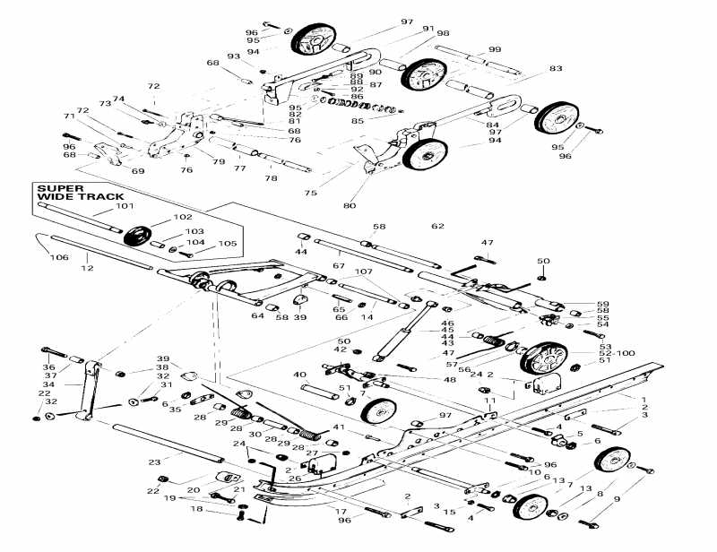 snowmobile Skidoo Skandic Super Wide Track, 1997  - Rear Suspension