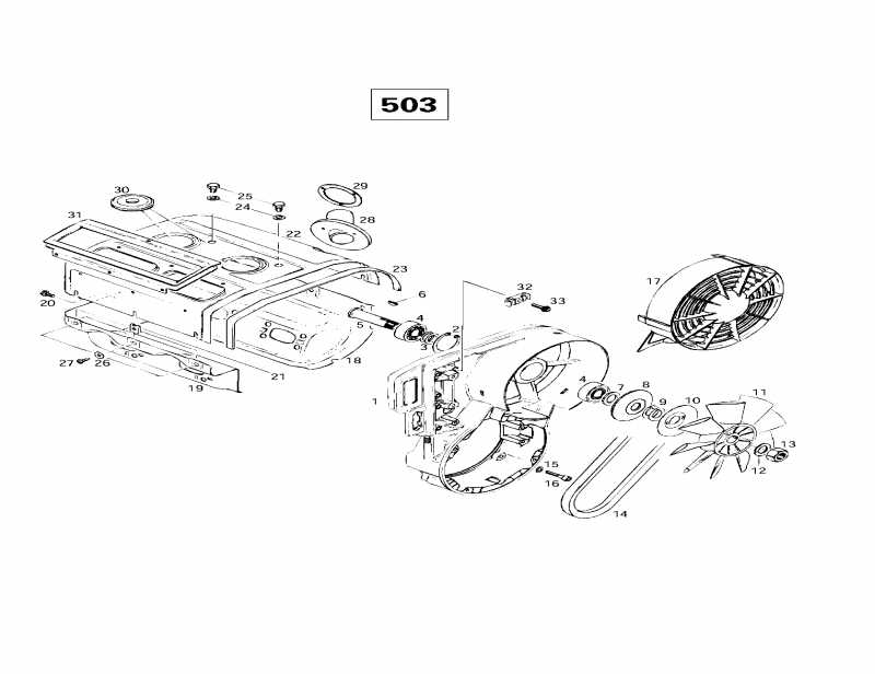 snowmobile Ski-doo Skandic Wide Track LC, 1997  -  System Fan (503)