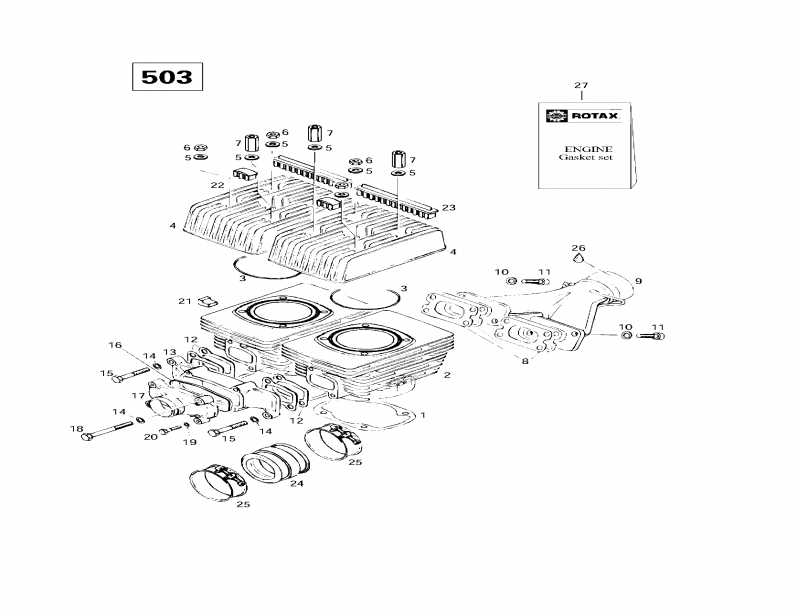  Skidoo Skandic Wide Track LC, 1997  - Cylinder, Exhaust Manifold (503)